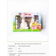 HAPPY EASTER RABBIT CERAMIC PAINT DIY 6 COLORS 2 ML PER COLOR WITH 2 CERAMIC RABBITS AND A BRUSH NON-TOXIC